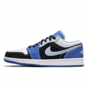 Pánské Nízké Boty Nike Air Jordan 1 Modrá Černá Bílá