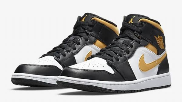 Pánské Pylové Boty Nike Air Jordan 1 Mid Tops Černá Bílý Hnědý