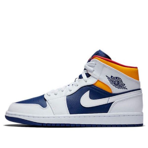 Pánské Retro Basketbalové Boty Nike Air Jordan 1 Mid Tops Bílý Deep Royal Modrý