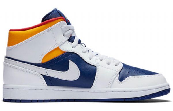 Pánské Retro Basketbalové Boty Nike Air Jordan 1 Mid Tops Bílý Deep Royal Modrý