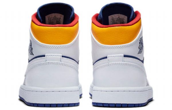 Pánské Retro Basketbalové Boty Nike Air Jordan 1 Mid Tops Bílý Deep Royal Modrý
