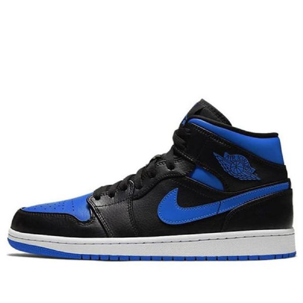 Pánské Retro Basketbalové Boty Nike Air Jordan 1 Mid Tops Černá Royal Modrý