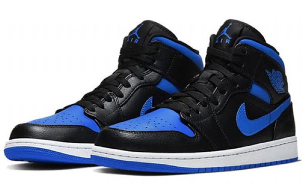 Pánské Retro Basketbalové Boty Nike Air Jordan 1 Mid Tops Černá Royal Modrý