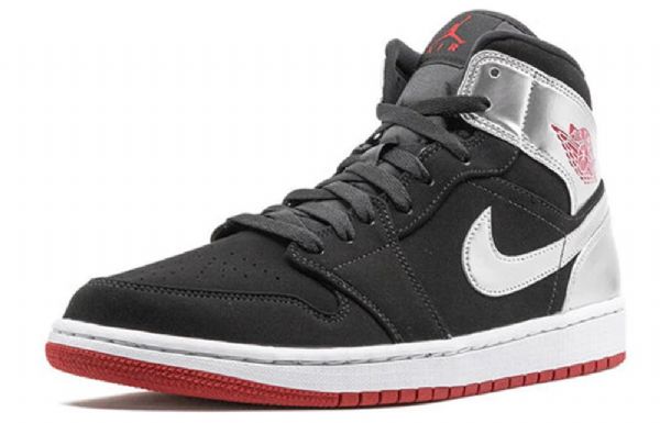 Pánské Retro Basketbalové Boty Nike Air Jordan 1 Mid Tops Černá Stříbrný