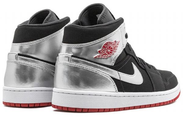 Pánské Retro Basketbalové Boty Nike Air Jordan 1 Mid Tops Černá Stříbrný