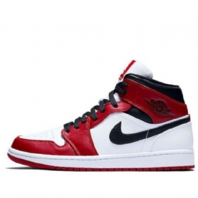 Pánské Retro Basketbalové Boty Nike Air Jordan 1 Mid Tops Červený Bílý