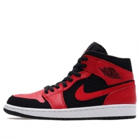 Pánské Retro Basketbalové Boty Nike Air Jordan 1 Mid Tops Červený Černá