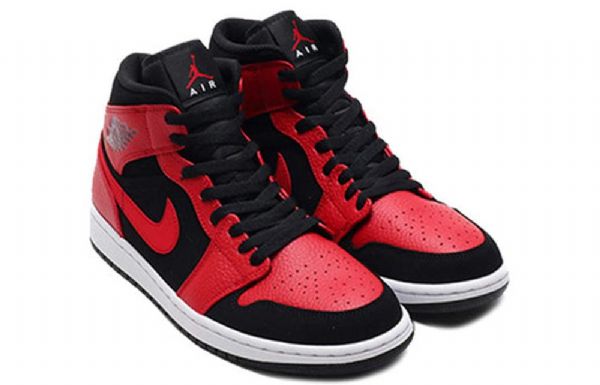 Pánské Retro Basketbalové Boty Nike Air Jordan 1 Mid Tops Červený Černá