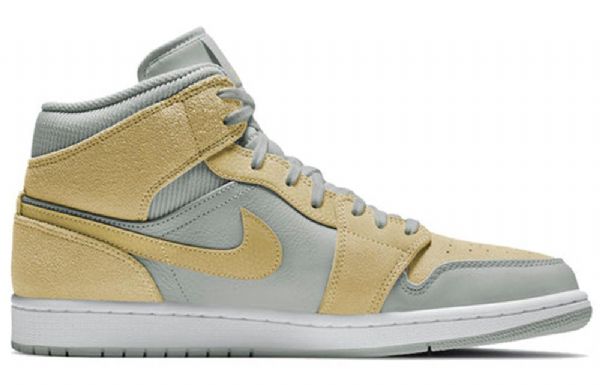 Pánské Retro Basketbalové Boty Nike Air Jordan 1 Mid Tops Se Hnědá Lemon Světle Modrá