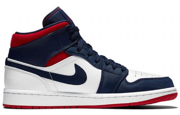 Pánské Retro Basketbalové Boty Nike Air Jordan 1 Mid Tops Se Tmavě Modrá Bílý