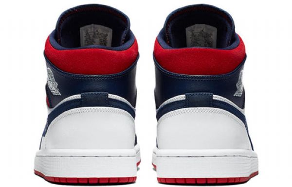 Pánské Retro Basketbalové Boty Nike Air Jordan 1 Mid Tops Se Tmavě Modrá Bílý