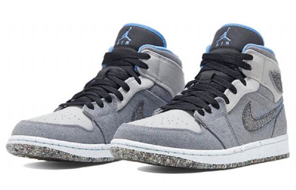 Pánské Retro Basketbalové Boty Nike Air Jordan 1 Mid Tops Šedomodré
