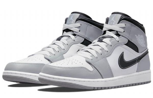 Pánské Retro Basketbalové Boty Nike Air Jordan 1 Mid Tops Světle Šedé