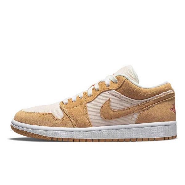 Pánské Semišové Manšestrové Kožené Boty Nike Air Jordan 1 Hnědé