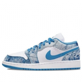 Pánské Seprané Boty Nike Air Jordan 1 Low Tops Gs Bílý Modrý