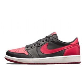 Pánské Široké Boty Nike Air Jordan 1 Low Tops Og Červený Černá