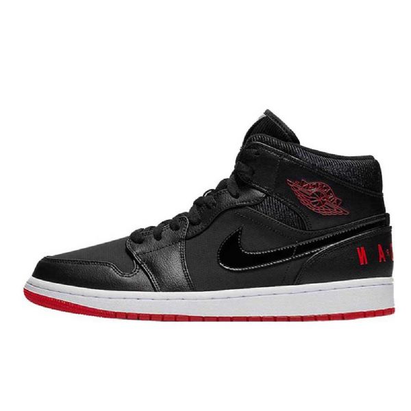 Pánské Široké Boty Nike Air Jordan 1 Mid Tops Černá