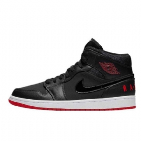 Pánské Široké Boty Nike Air Jordan 1 Mid Tops Černá