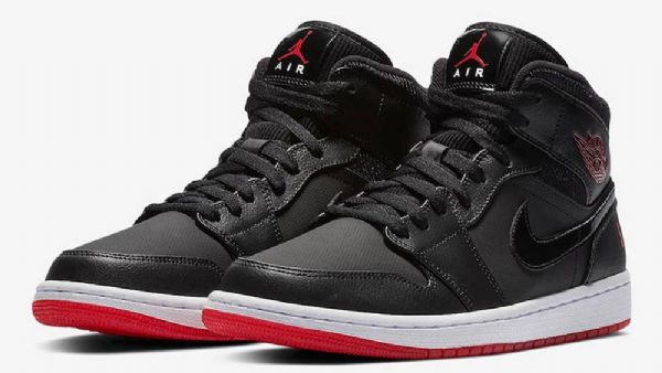 Pánské Široké Boty Nike Air Jordan 1 Mid Tops Černá