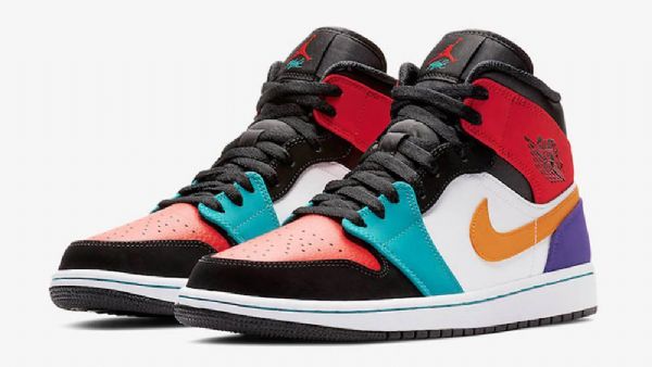 Pánské Široké Boty Nike Air Jordan 1 Mid Tops Vícebarevné