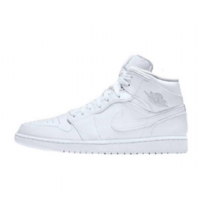 Pánské Trojité Boty Nike Air Jordan 1 Mid Tops Bílé