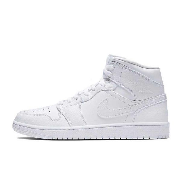 Pánské Trojité Boty Nike Air Jordan 1 Mid Tops Bílé