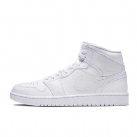 Pánské Trojité Boty Nike Air Jordan 1 Mid Tops Bílé