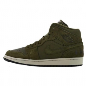 Pánské Zimní Boty Nike Air Jordan 1 Mid Tops Olive Zelená