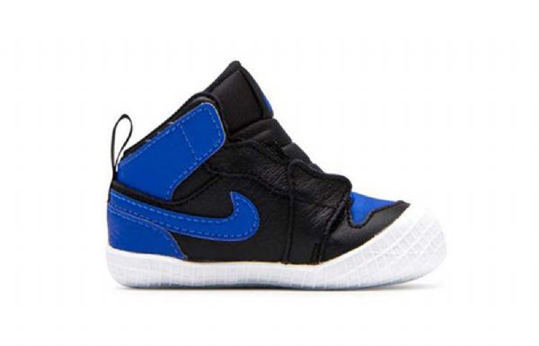 Retro Basketbalové Boty Nike Air Jordan 1 Crib Bootie Pro Děti Černá Modrý