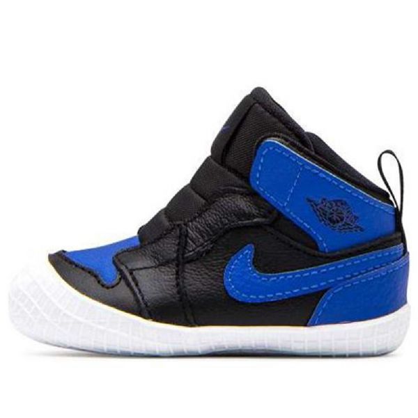 Retro Basketbalové Boty Nike Air Jordan 1 Crib Bootie Pro Děti Černá Modrý