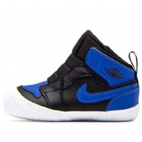 Retro Basketbalové Boty Nike Air Jordan 1 Crib Bootie Pro Děti Černá Modrý