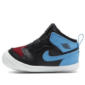 Retro Basketbalové Boty Nike Air Jordan 1 Crib Bootie Pro Děti Černá Modrý