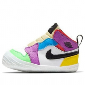Retro Basketbalové Boty Nike Air Jordan 1 Crib Bootie Pro Děti Vícebarevné