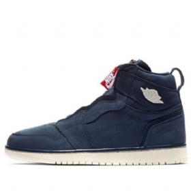 Retro Basketbalové Boty Nike Air Jordan 1 High Tops Na Zip Pro Ženy V Tmavě Modré Barvě