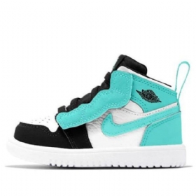 Retro Basketbalové Boty Nike Air Jordan 1 Mid Tops Alt Td Pro Děti Černá Tyrkysová