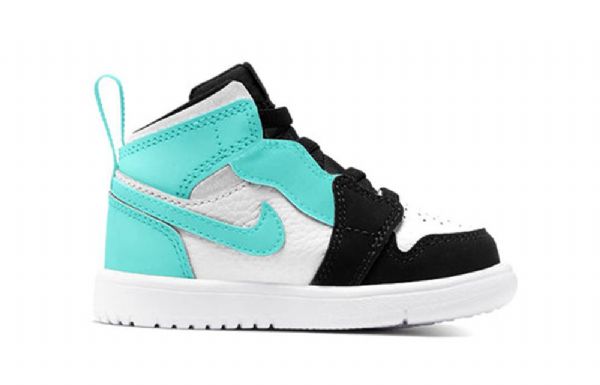 Retro Basketbalové Boty Nike Air Jordan 1 Mid Tops Alt Td Pro Děti Černá Tyrkysová