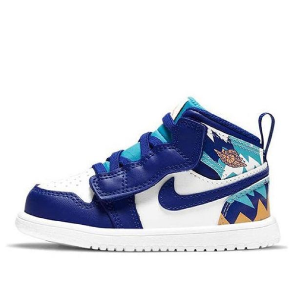 Retro Basketbalové Boty Nike Air Jordan 1 Mid Tops Alt Td Pro Děti Modrá Bílá