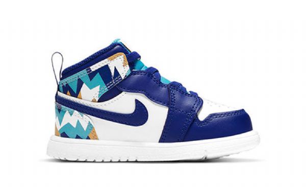 Retro Basketbalové Boty Nike Air Jordan 1 Mid Tops Alt Td Pro Děti Modrá Bílá