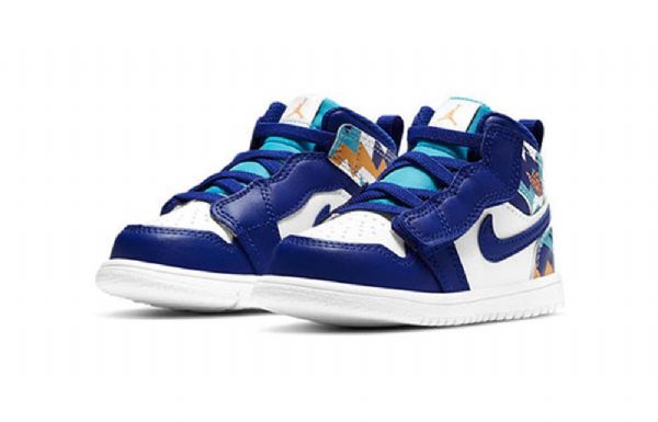 Retro Basketbalové Boty Nike Air Jordan 1 Mid Tops Alt Td Pro Děti Modrá Bílá