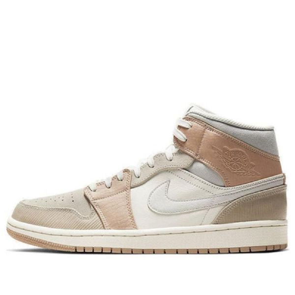 Retro Basketbalové Boty Nike Air Jordan 1 Mid Tops Pro Muže V Khaki Barvě