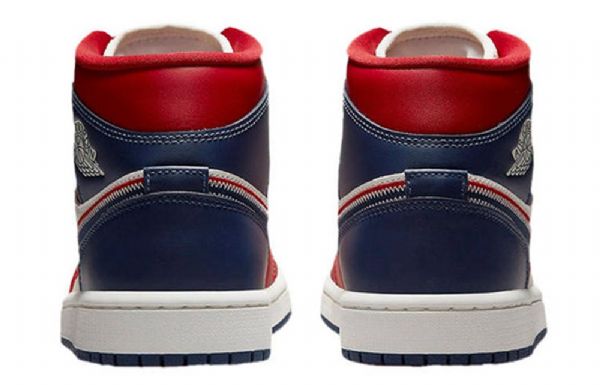 Retro Basketbalové Boty Nike Air Jordan 1 Mid Tops Se Pro Ženy Červená Tmavě Modrá Bílá