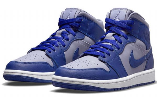 Retro Basketbalové Boty Nike Air Jordan 1 Mid Tops Se Pro Ženy Nachový Deep Royal Modrý