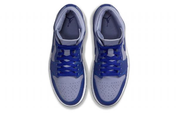 Retro Basketbalové Boty Nike Air Jordan 1 Mid Tops Se Pro Ženy Nachový Deep Royal Modrý