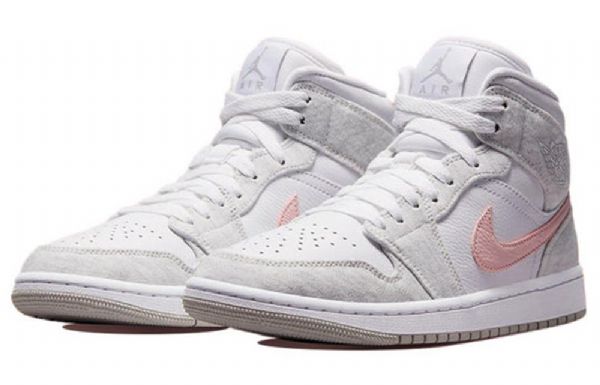 Retro Basketbalové Boty Nike Air Jordan 1 Mid Tops Se Pro Ženy Světle Šedé