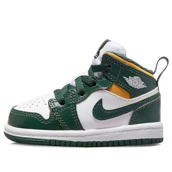 Retro Basketbalové Boty Nike Air Jordan 1 Mid Tops Td Pro Děti Zelená Černá