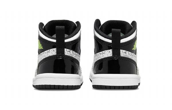 Retro Dětské Basketbalové Boty Nike Air Jordan 1 Mid Tops Se Td Černá Bílý