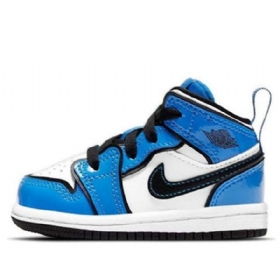 Retro Dětské Basketbalové Boty Nike Air Jordan 1 Mid Tops Se Td Modré