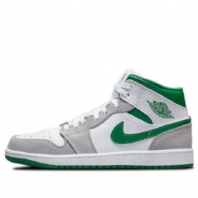Retro Pánské Basketbalové Boty Nike Air Jordan 1 Mid Tops Se Šedozelené