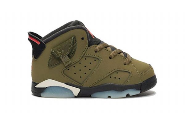 Boty Nike Travis Scott Air Jordan 6 Retro Td Pro Děti Olive Zelená