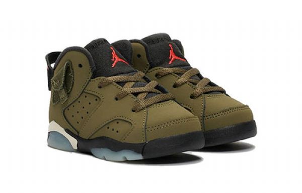 Boty Nike Travis Scott Air Jordan 6 Retro Td Pro Děti Olive Zelená